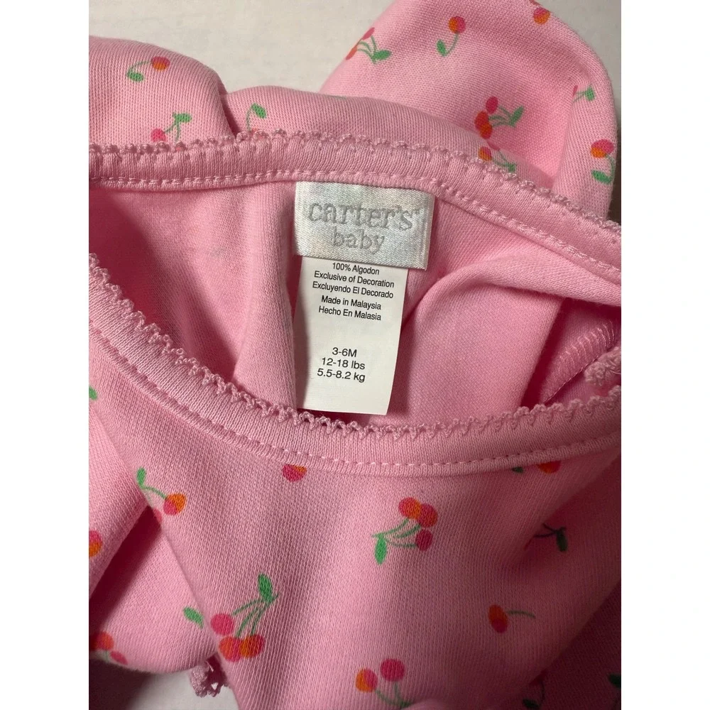 Vintage Carters Baby Girls Pink Cherry Print Bubble Romper 3-6M NWT 019-324